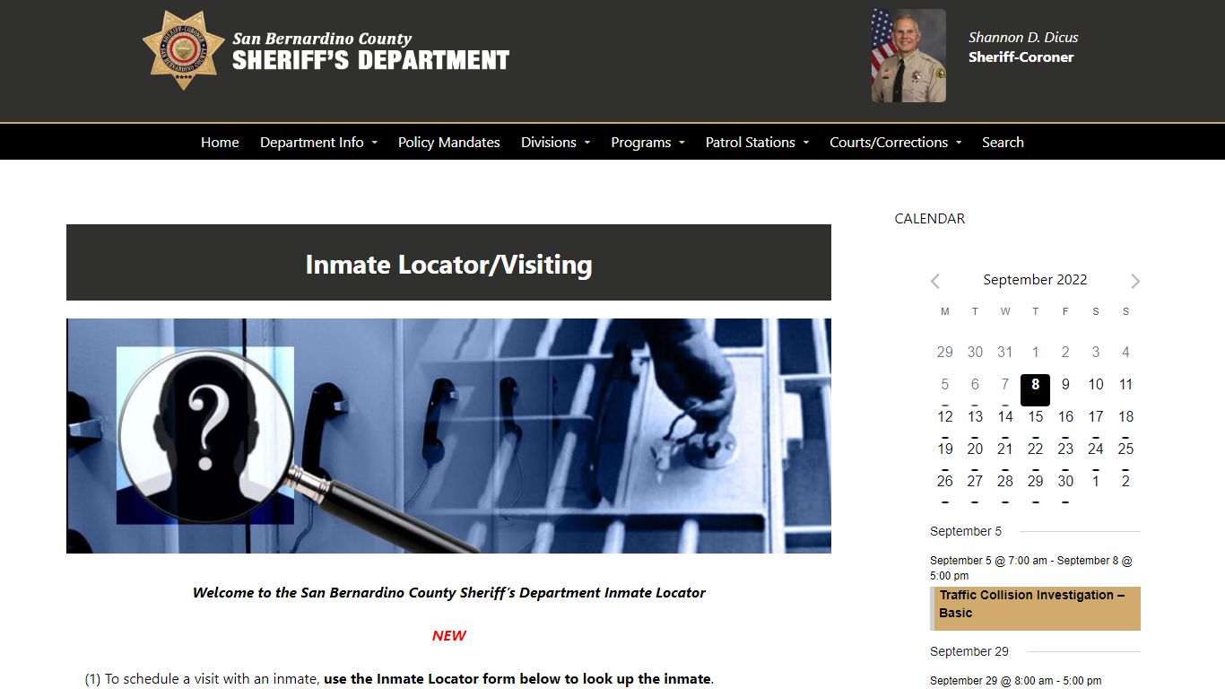 Inmate Locator – San Bernardino County Sheriff's Department